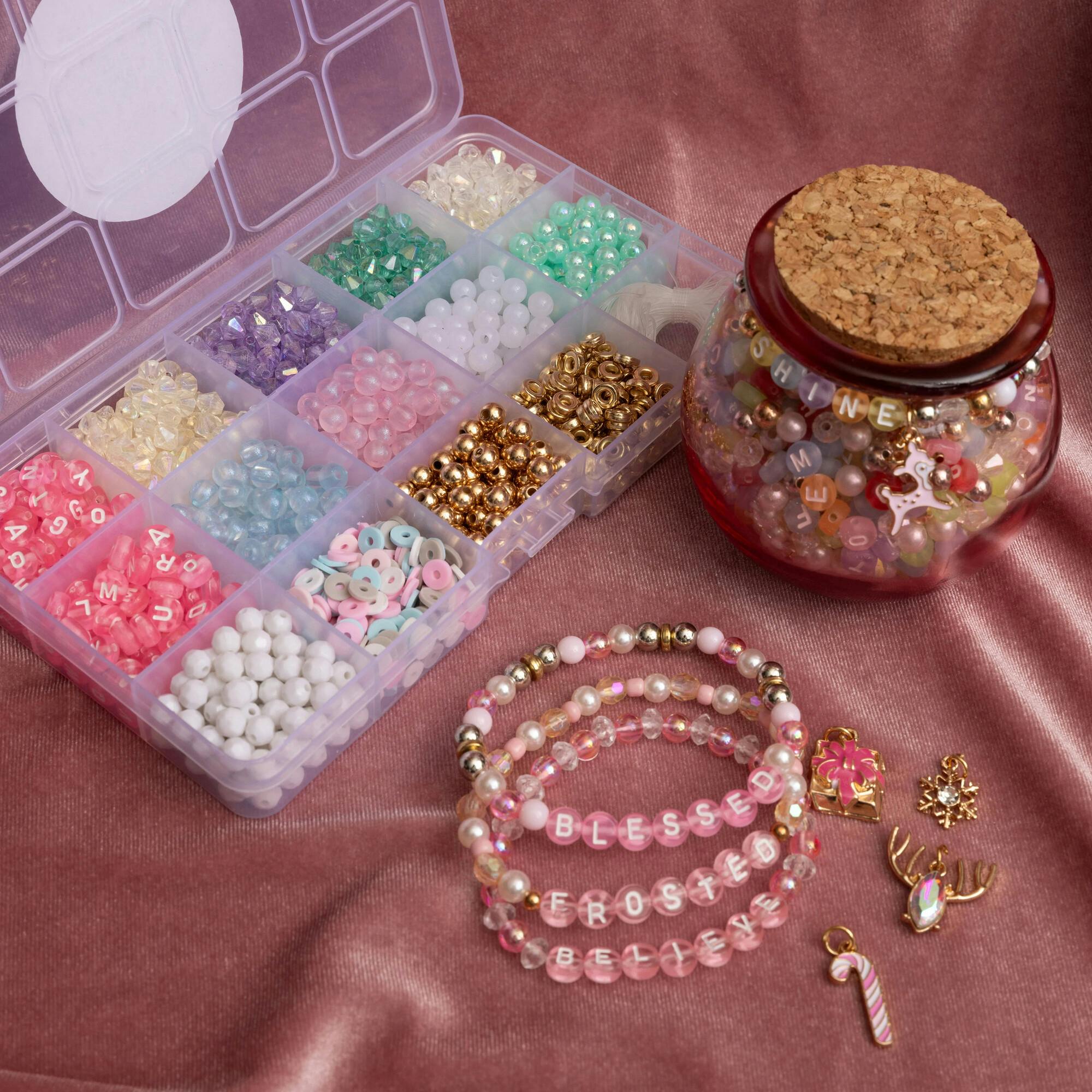 Pastel Holiday DIY Pink Letter Bead Box