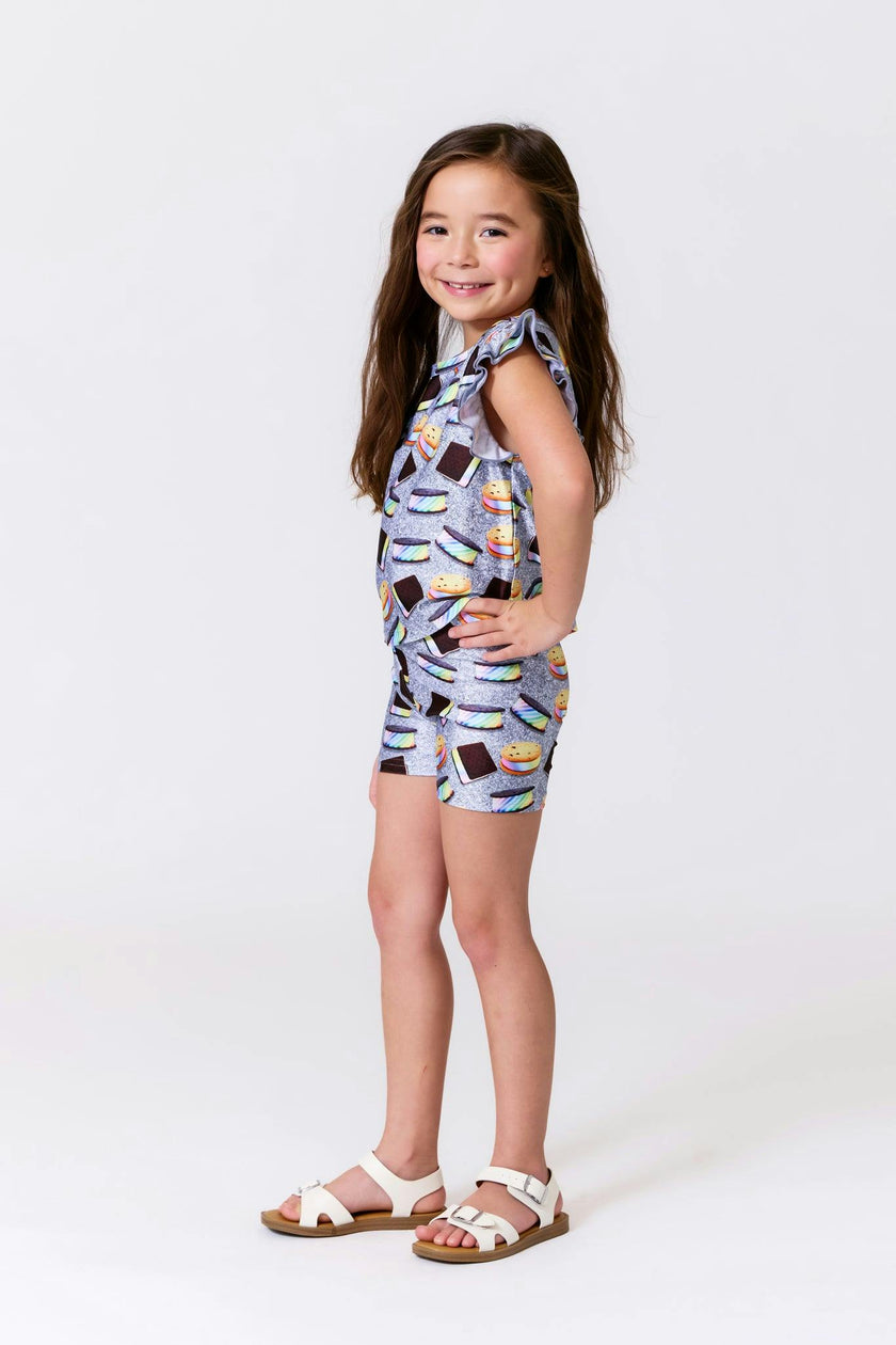 Girls Hi-Shine shorts in Rainbow Ice Cream Saucers