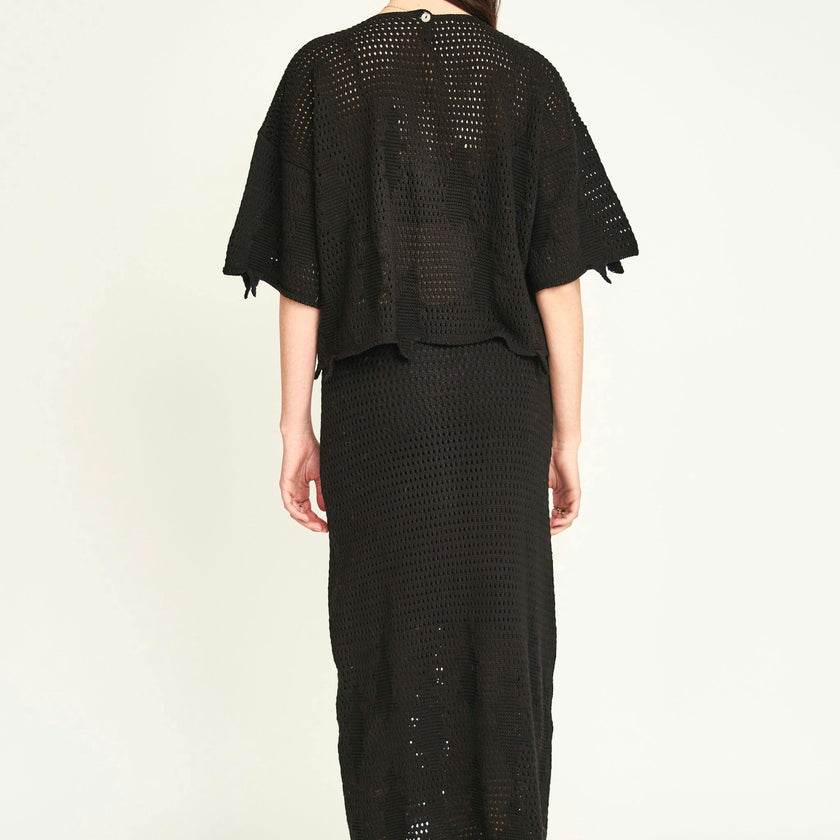 Lokaro Pointelle Skirt in Black