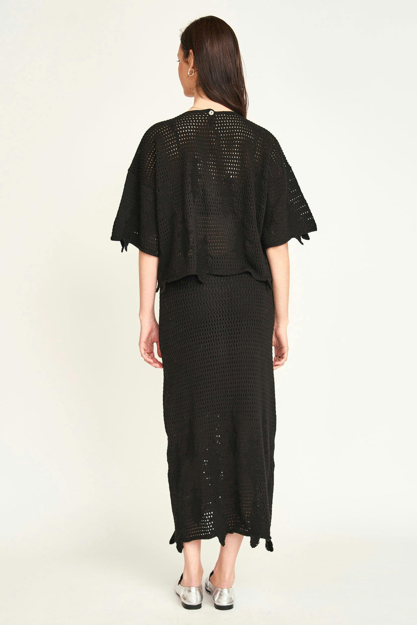 Lokaro Pointelle Skirt in Black