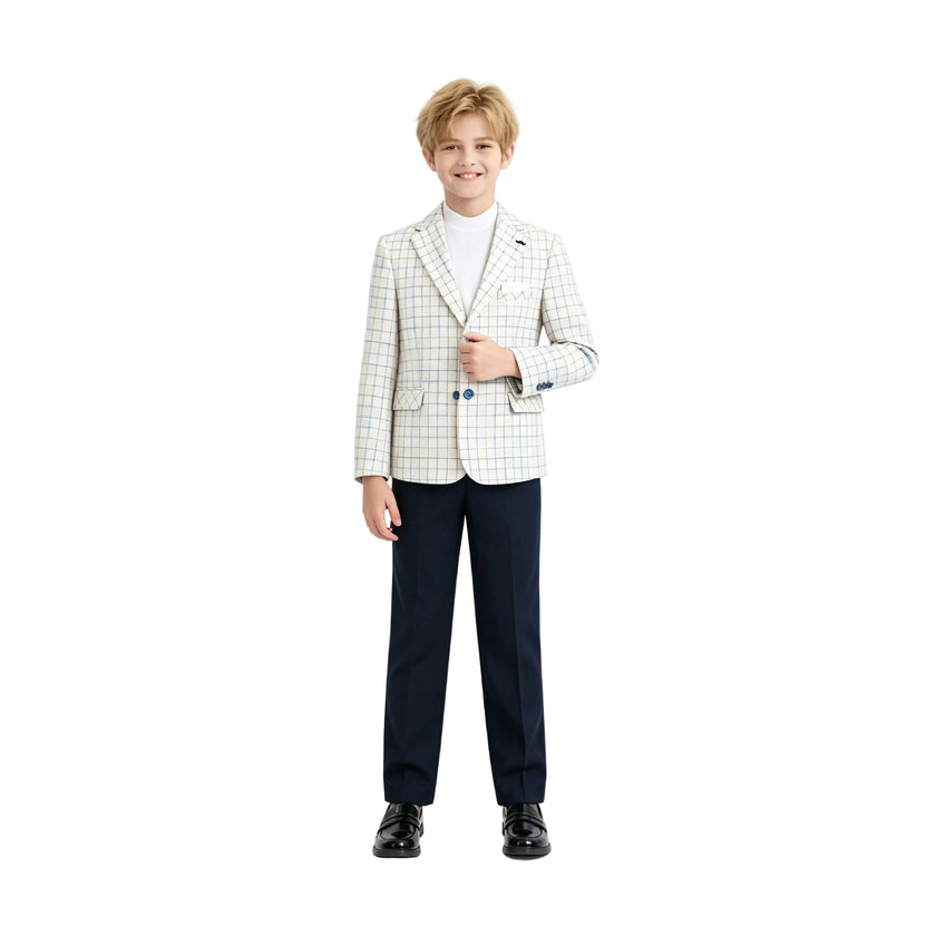 White Henry Checkered Blazer Suit Set
