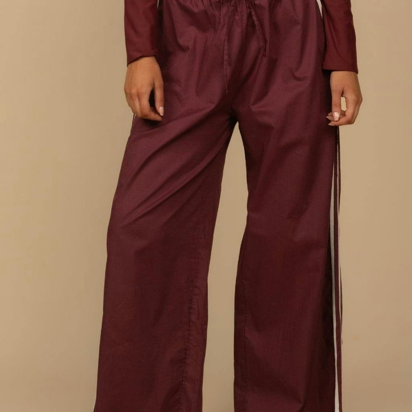 Sporty Drawstring Wide-Leg Pant