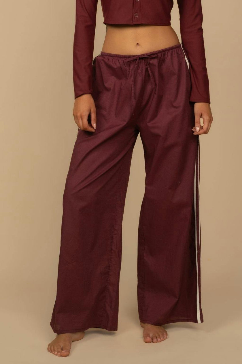 Sporty Drawstring Wide-Leg Pant
