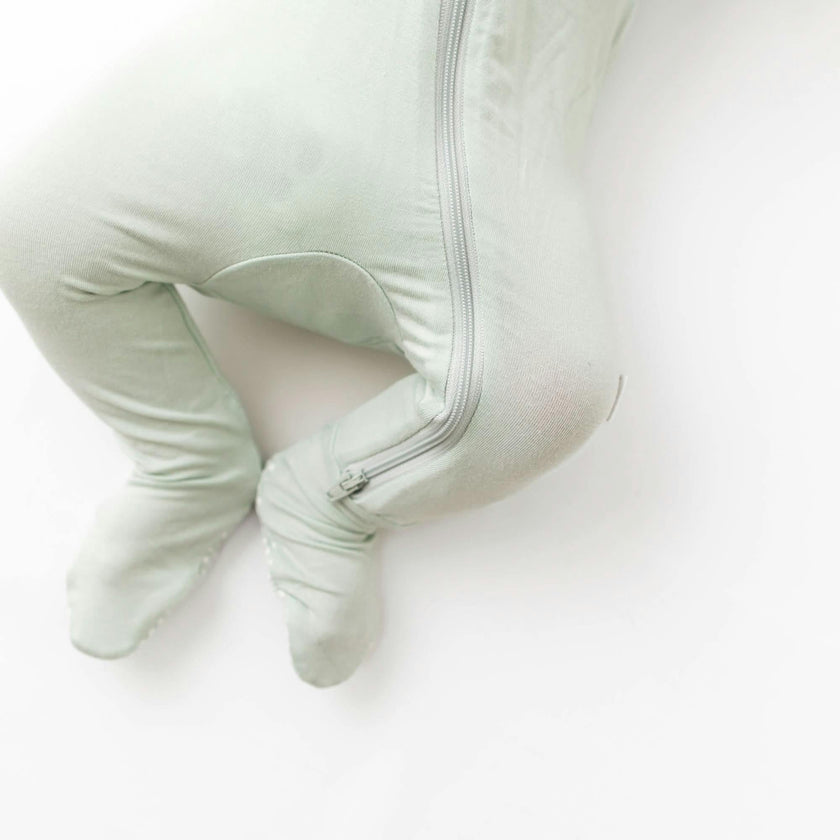 Sage Zippered Footie