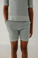 Boys Knit Shorts in Cloud Blue