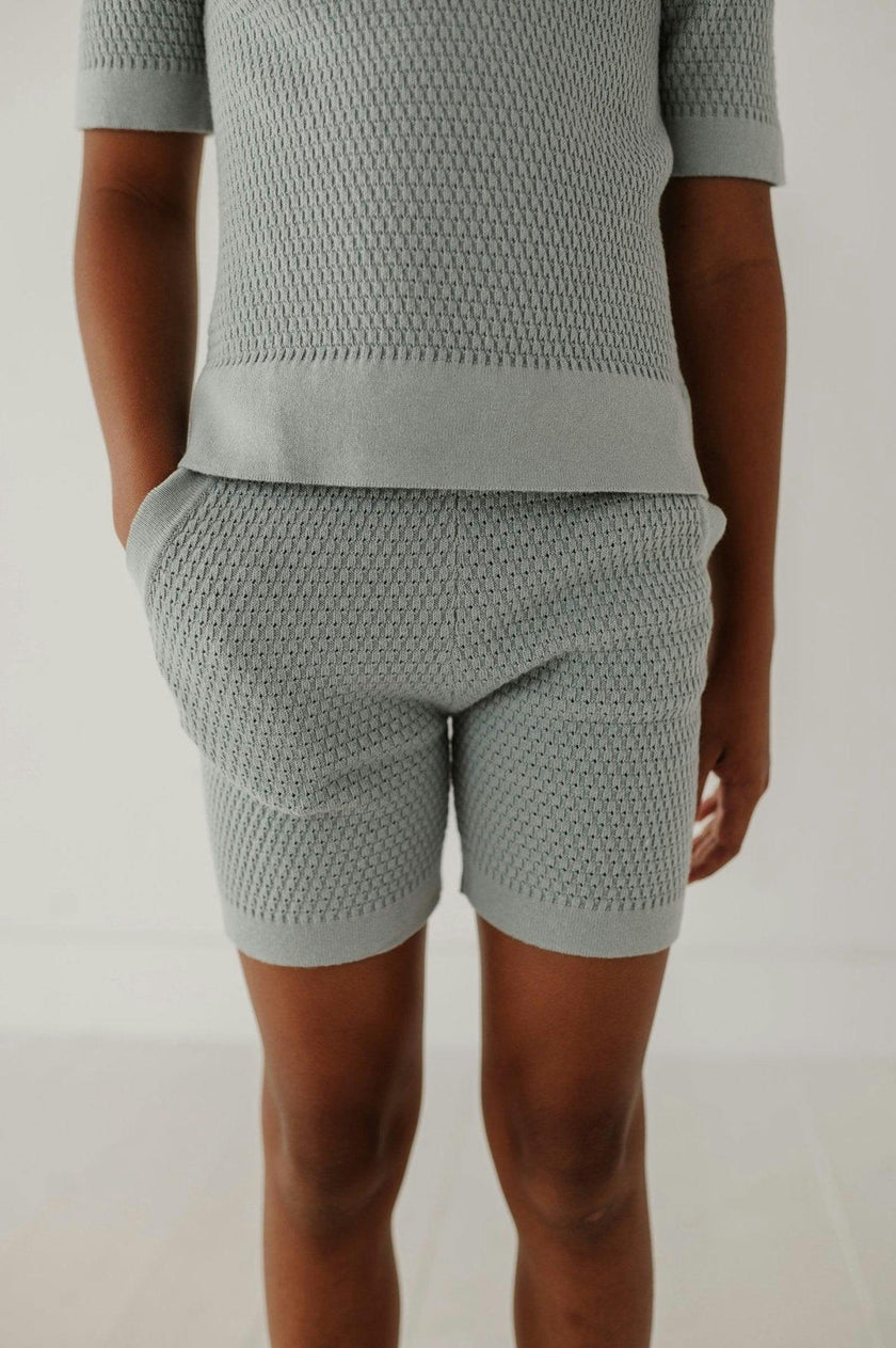 Boys Knit Shorts in Cloud Blue