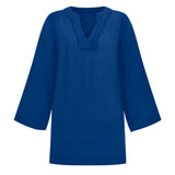 women's oyster blue linen tunic dress