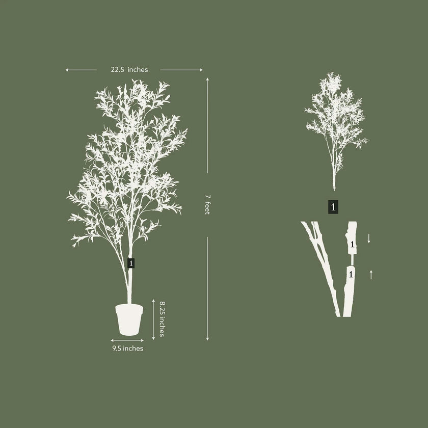 7' Artificial Wispy Olive Tree