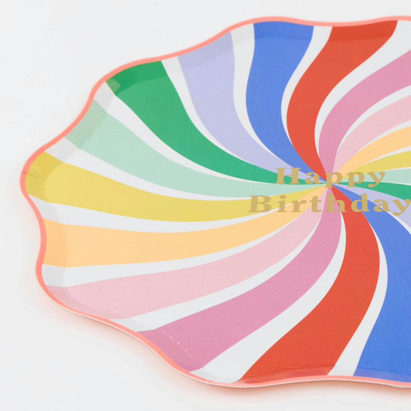 Rainbow Swirl Happy Birthday Dinner Plates