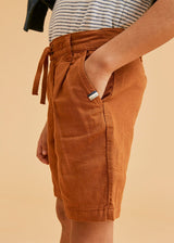 Rust Linen Cotton Shorts