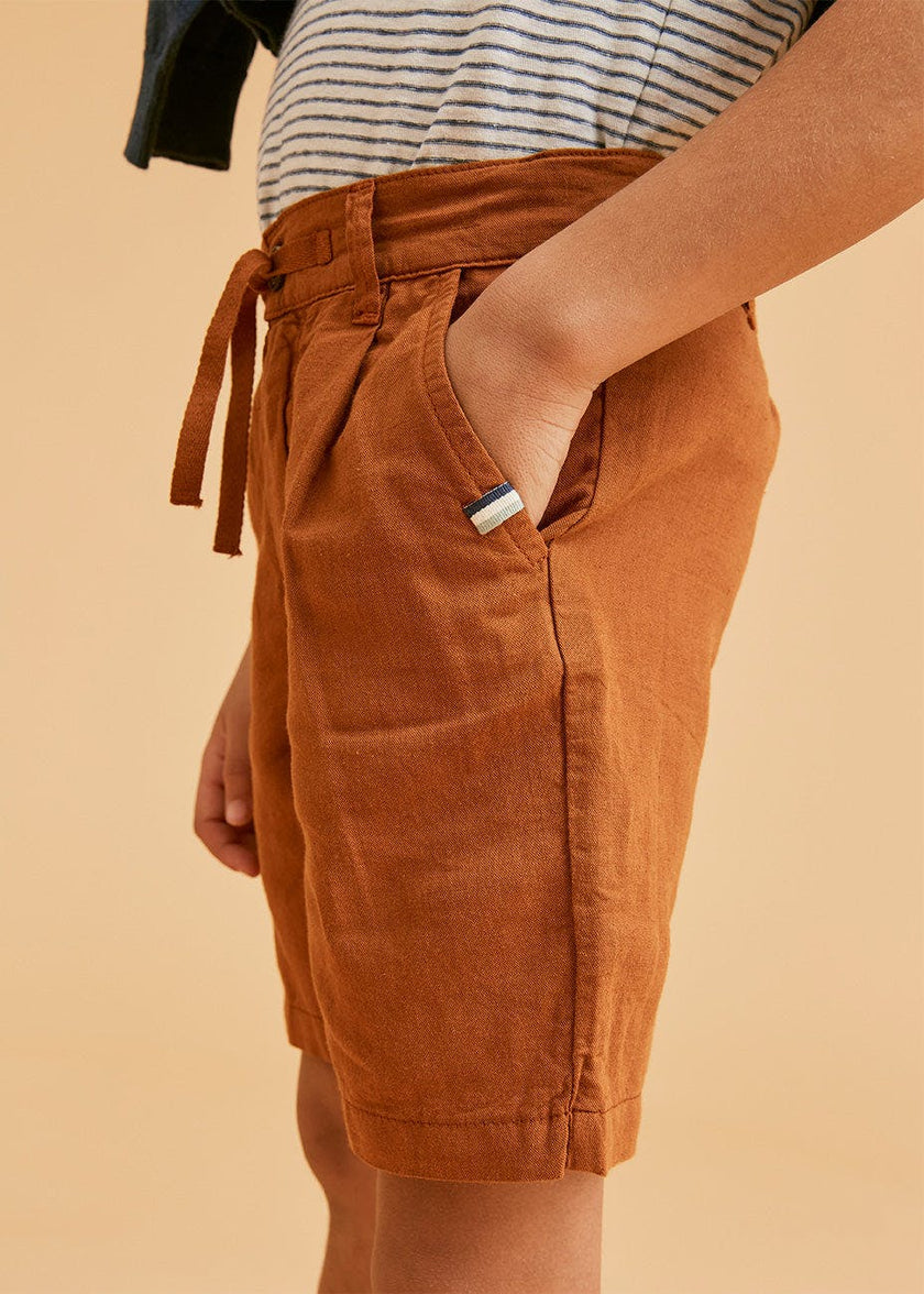 Rust Linen Cotton Shorts