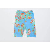 VINTAGE FLOWERS SHORT LEGGINGS LIGHT BLUE