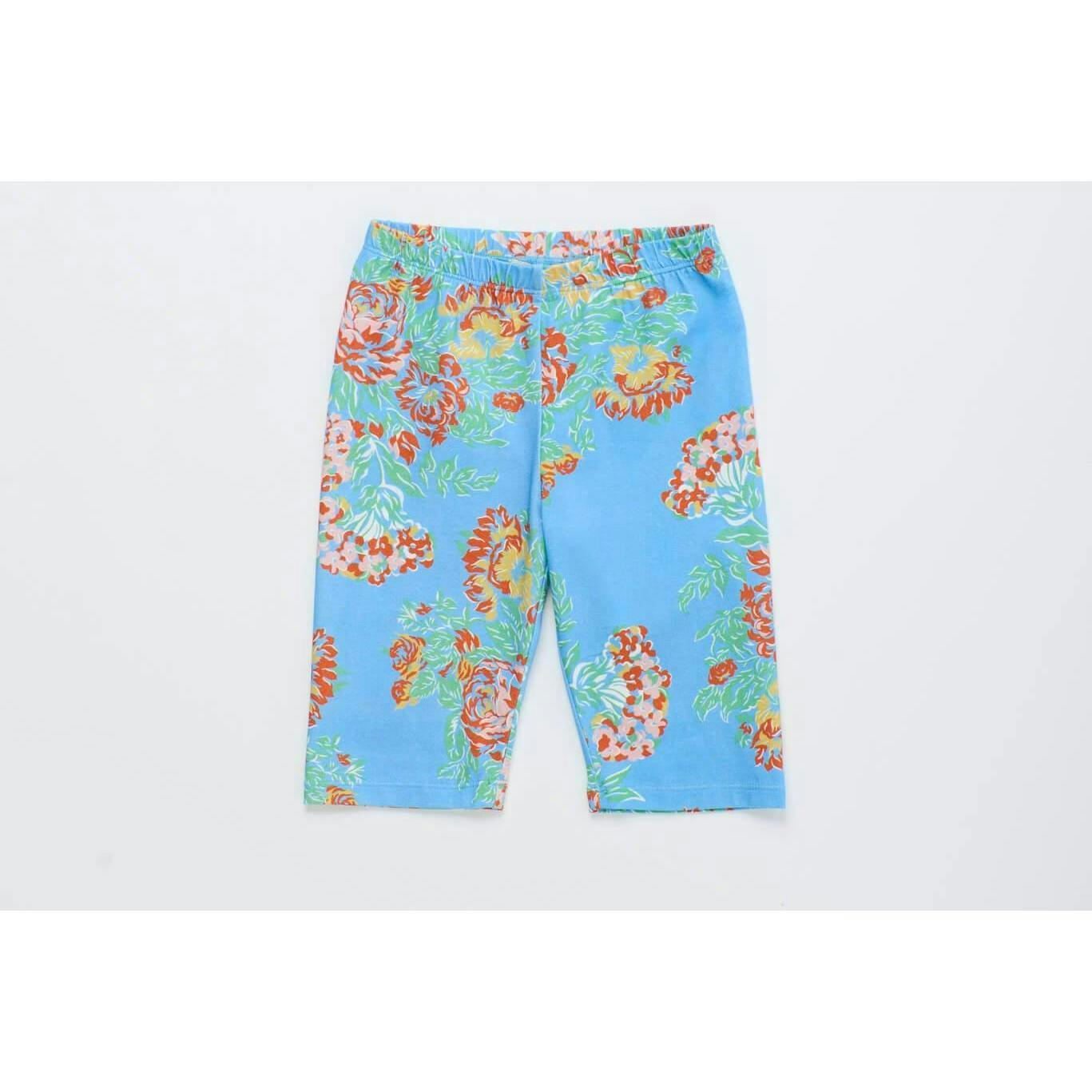 VINTAGE FLOWERS SHORT LEGGINGS LIGHT BLUE