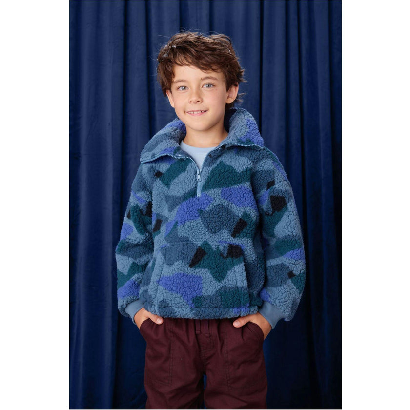 Teddy Fleece Pullover, Blue