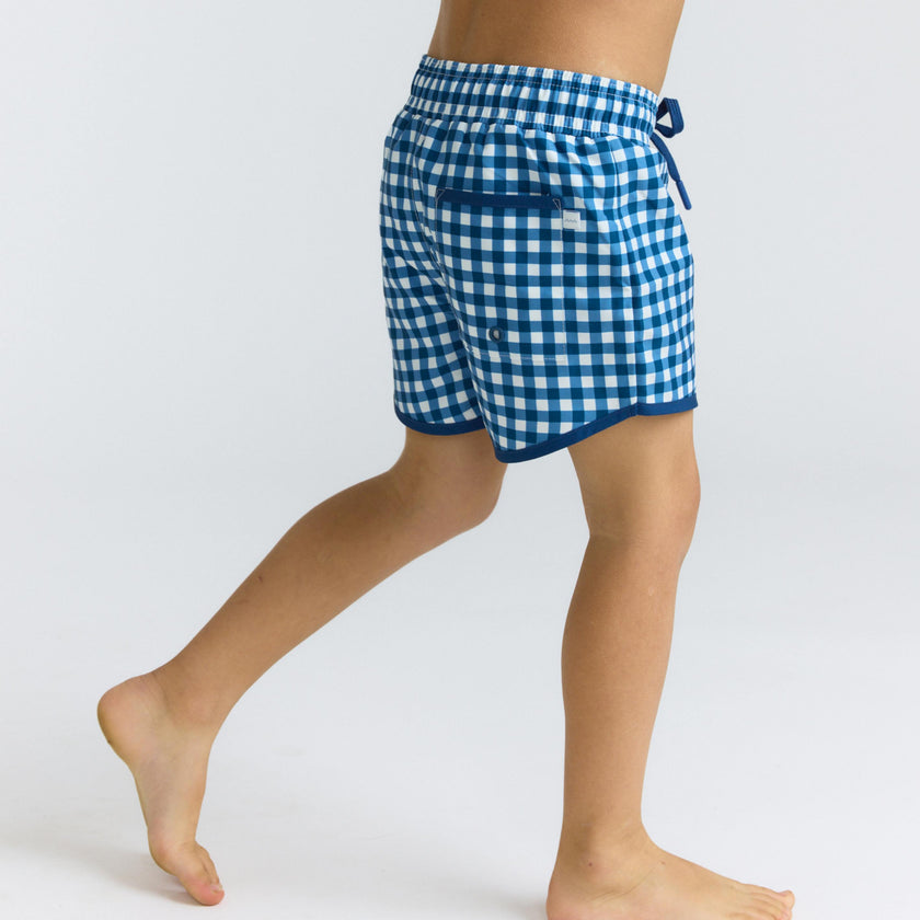 boys navy picnic gingham boardie