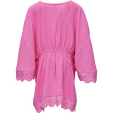 Eyelet Scaloped Trim Waist Tie Beach Cover Up