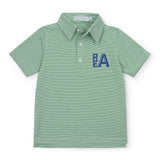 Will Boys' Performance Polo by LH Sport Green Stripes