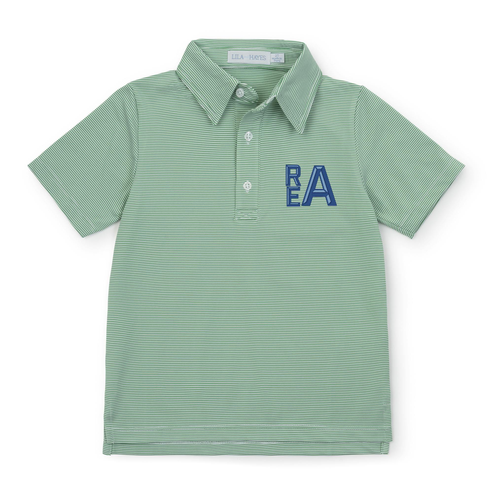 Will Boys' Performance Polo by LH Sport Green Stripes