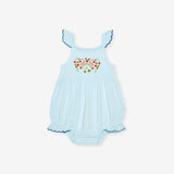 Blue Chiaro French Terry Scalloped Bubble Romper