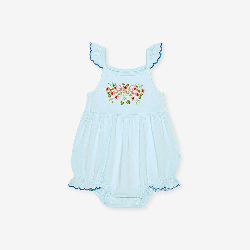 Blue Chiaro French Terry Scalloped Bubble Romper