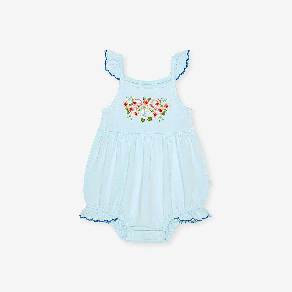 Blue Chiaro French Terry Scalloped Bubble Romper