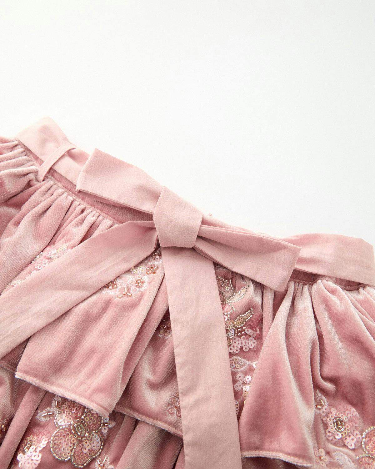 Destiny Velvet Frill Mini Skirt