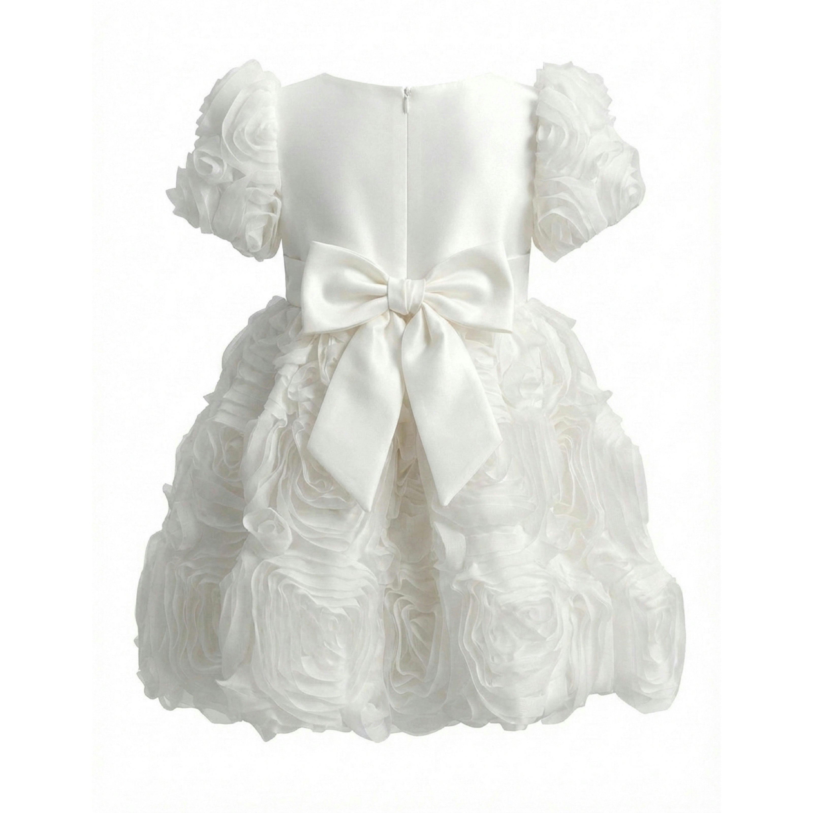 White Bow Rosette Dress