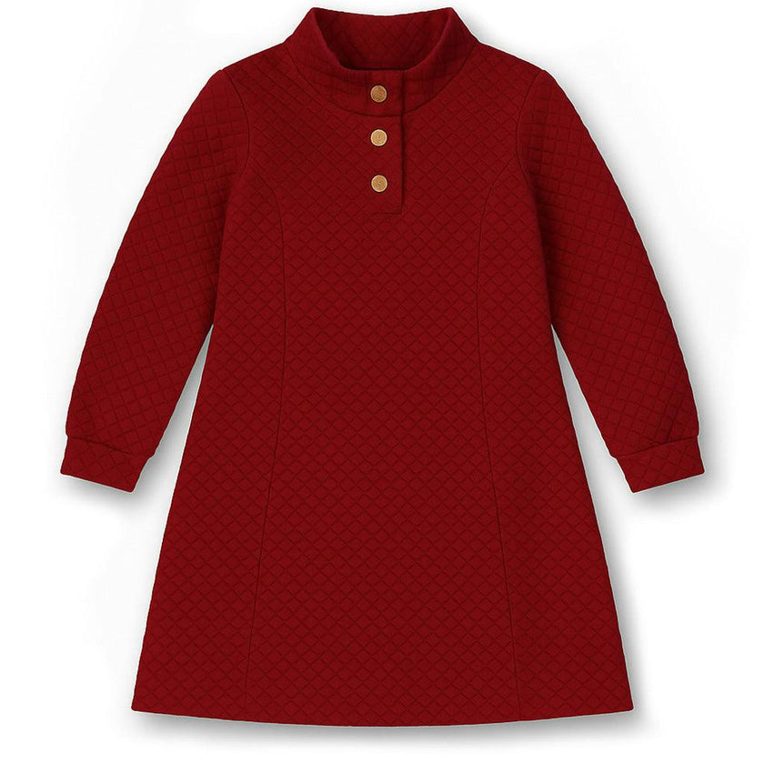 Quilted Knit Dress With Buttons