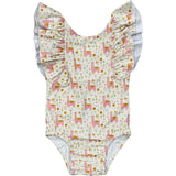 Baby Girl Ruffle Sleeve Cross Back Swimsuit
