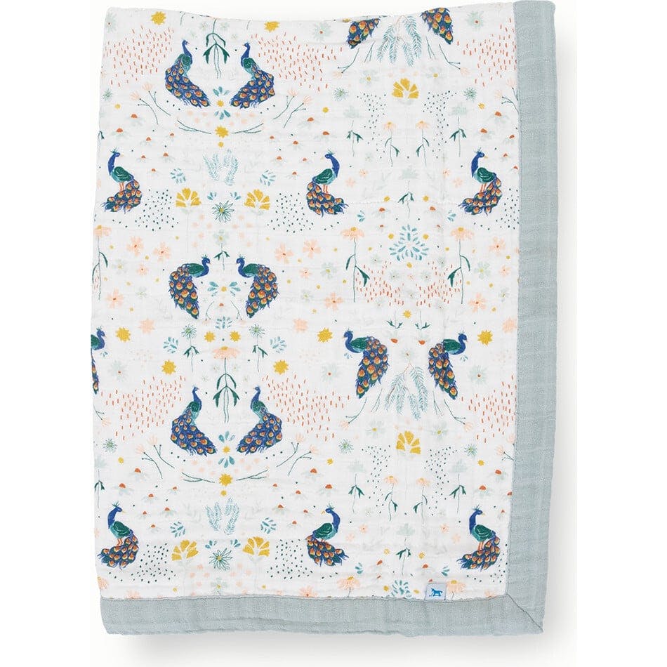Cotton Muslin Baby Quilt - Peacock