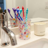 Celebrate Every Day Confetti Pen Cup Organizer - Double Wall Clear Acrylic Desk Organizer with Trapped Multicolor Confetti for Home and Office