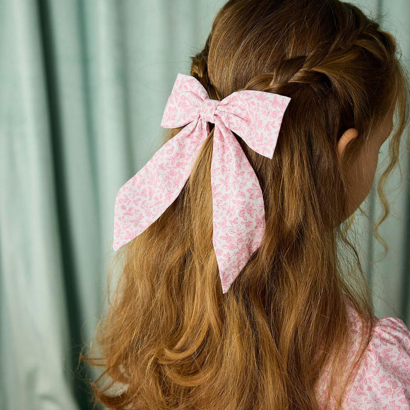 Extra Large Bow Hair Clip in Pink Floral