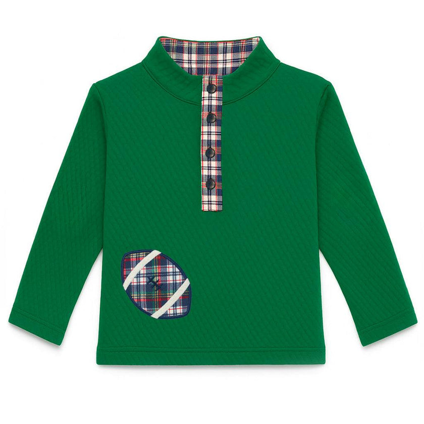 Green Jacquard Knit Pullover With Football