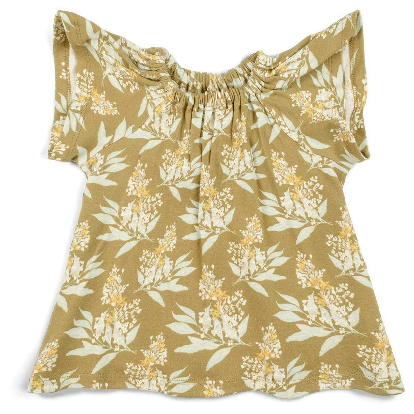 Gold Floral Organic Cotton Dress & Bloomer Set