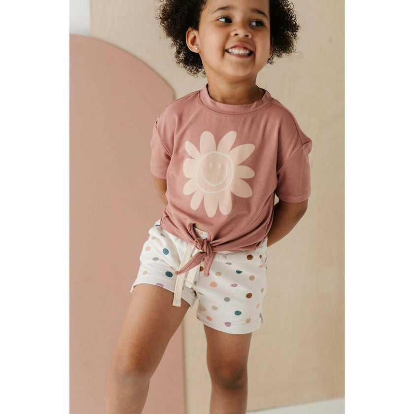 Girl's Tie Front Shirt Heart in Toffee