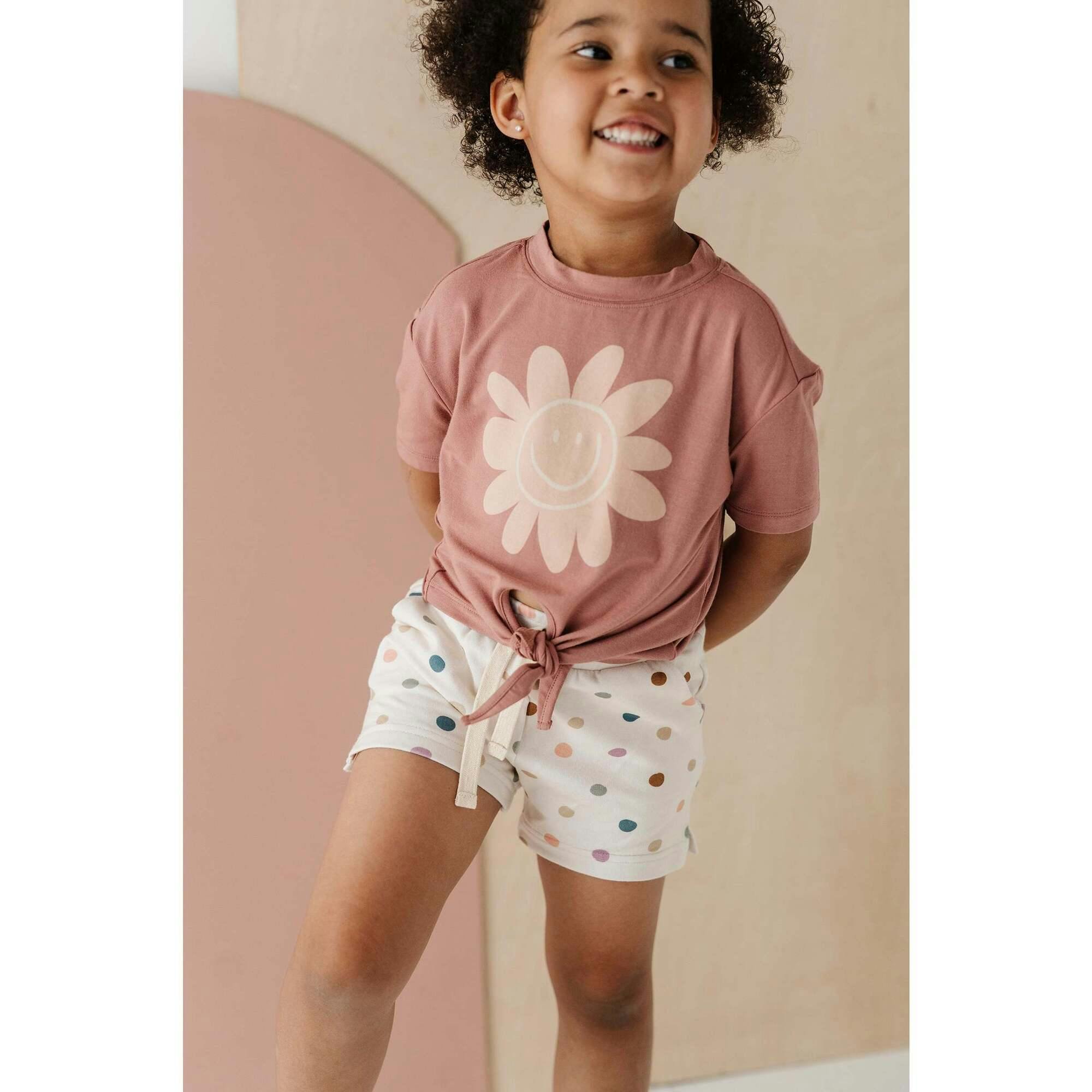 Girl's Tie Front Shirt Heart in Toffee