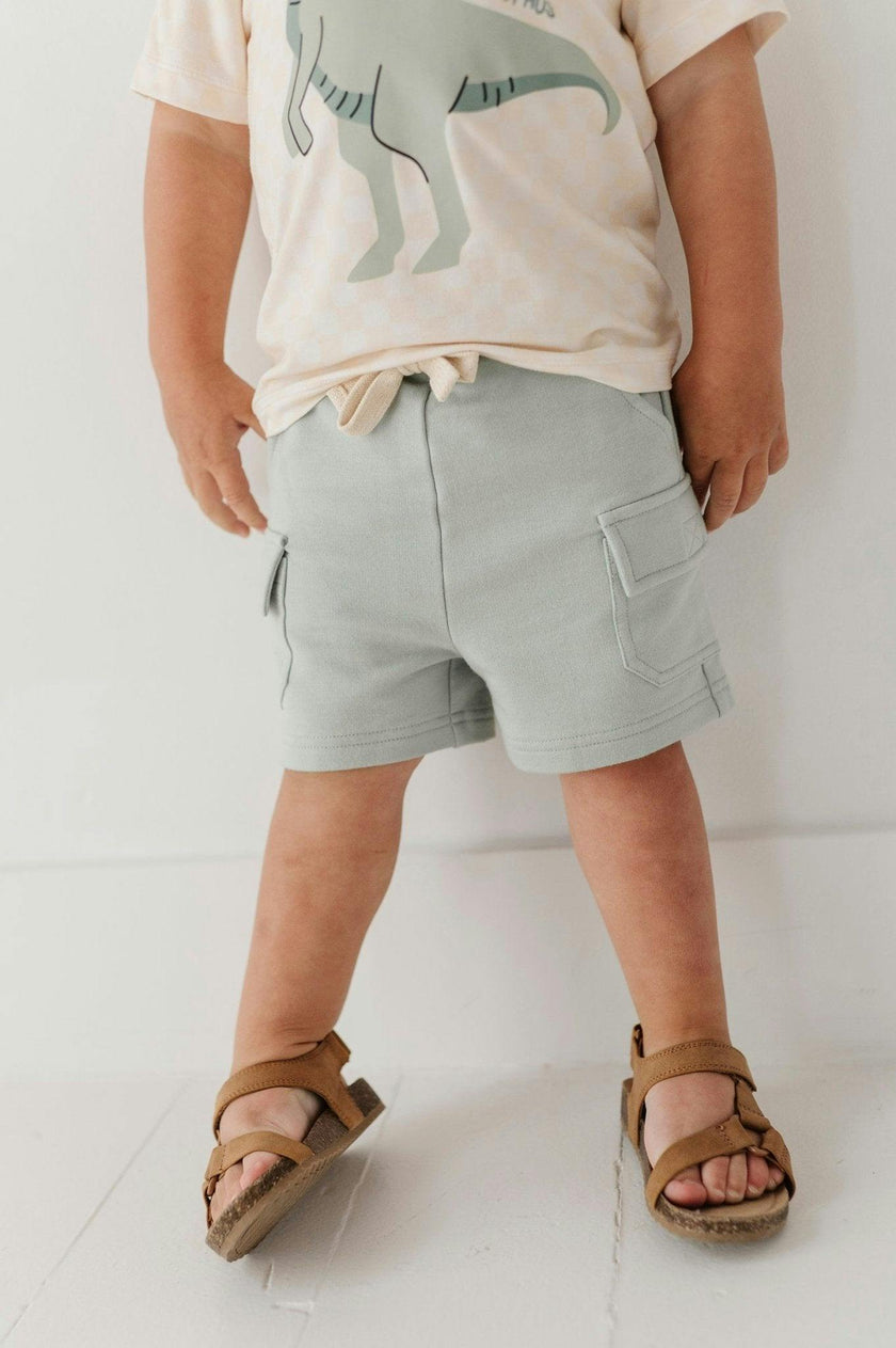 Boys Cargo Shorts in Aqua Grey