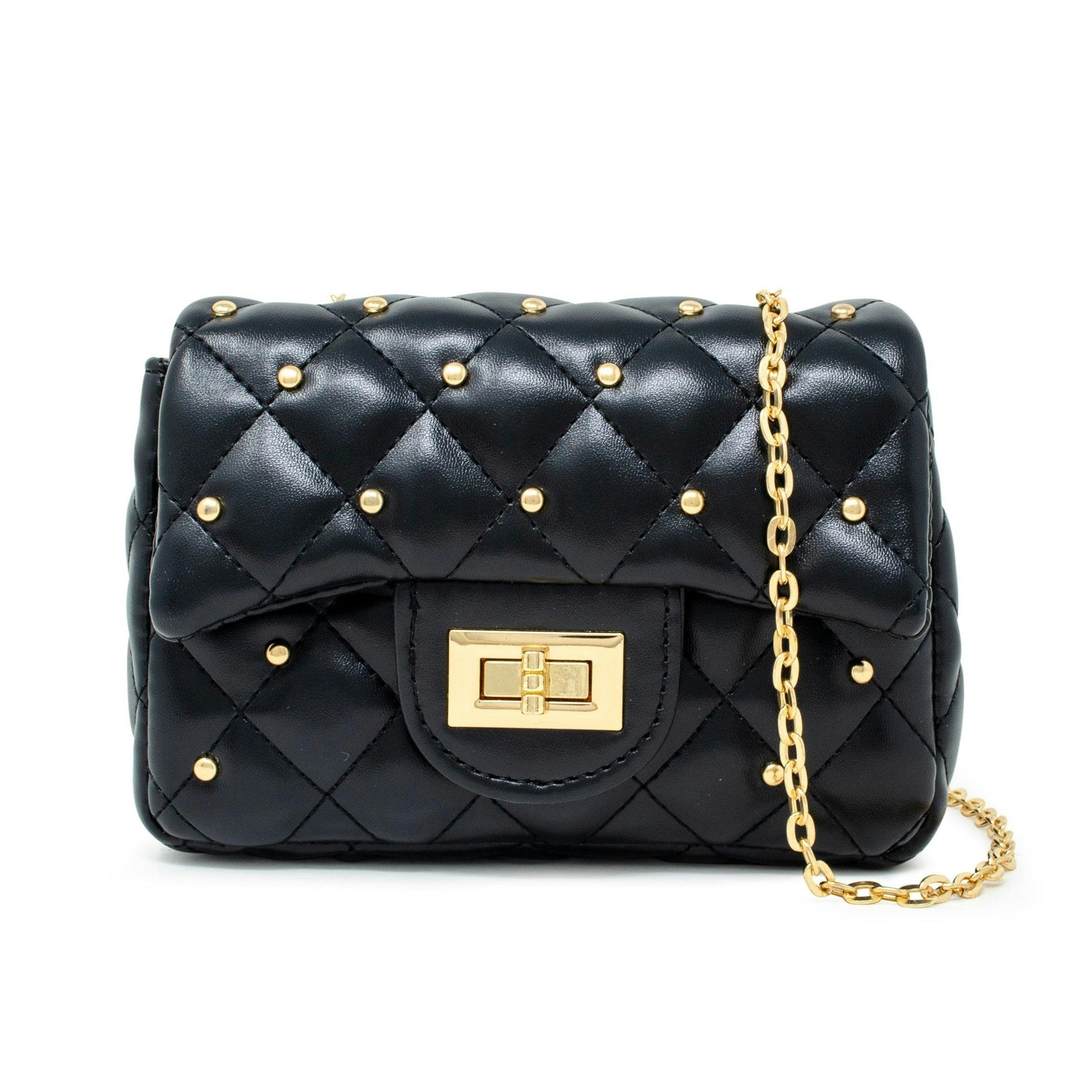 Classic Quilted Stud Flap Mini Handbag