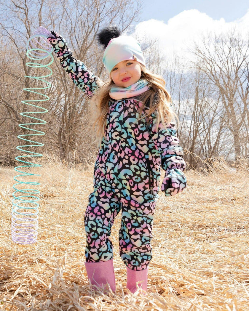 Kids Mid-Season One-Piece Outerwear Black Animal Print