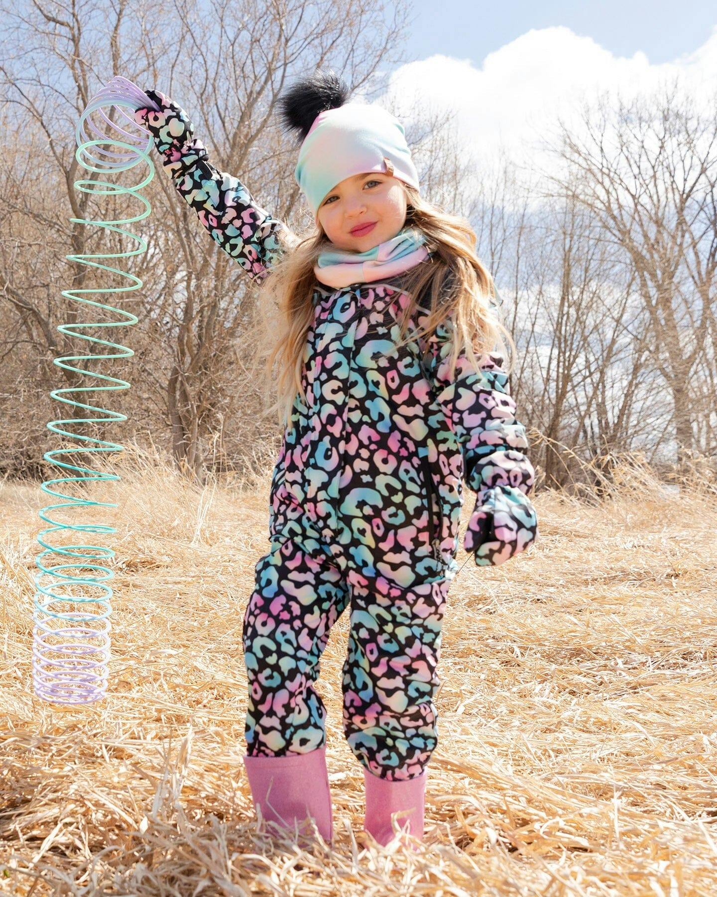 Kids Mid-Season One-Piece Outerwear Black Animal Print