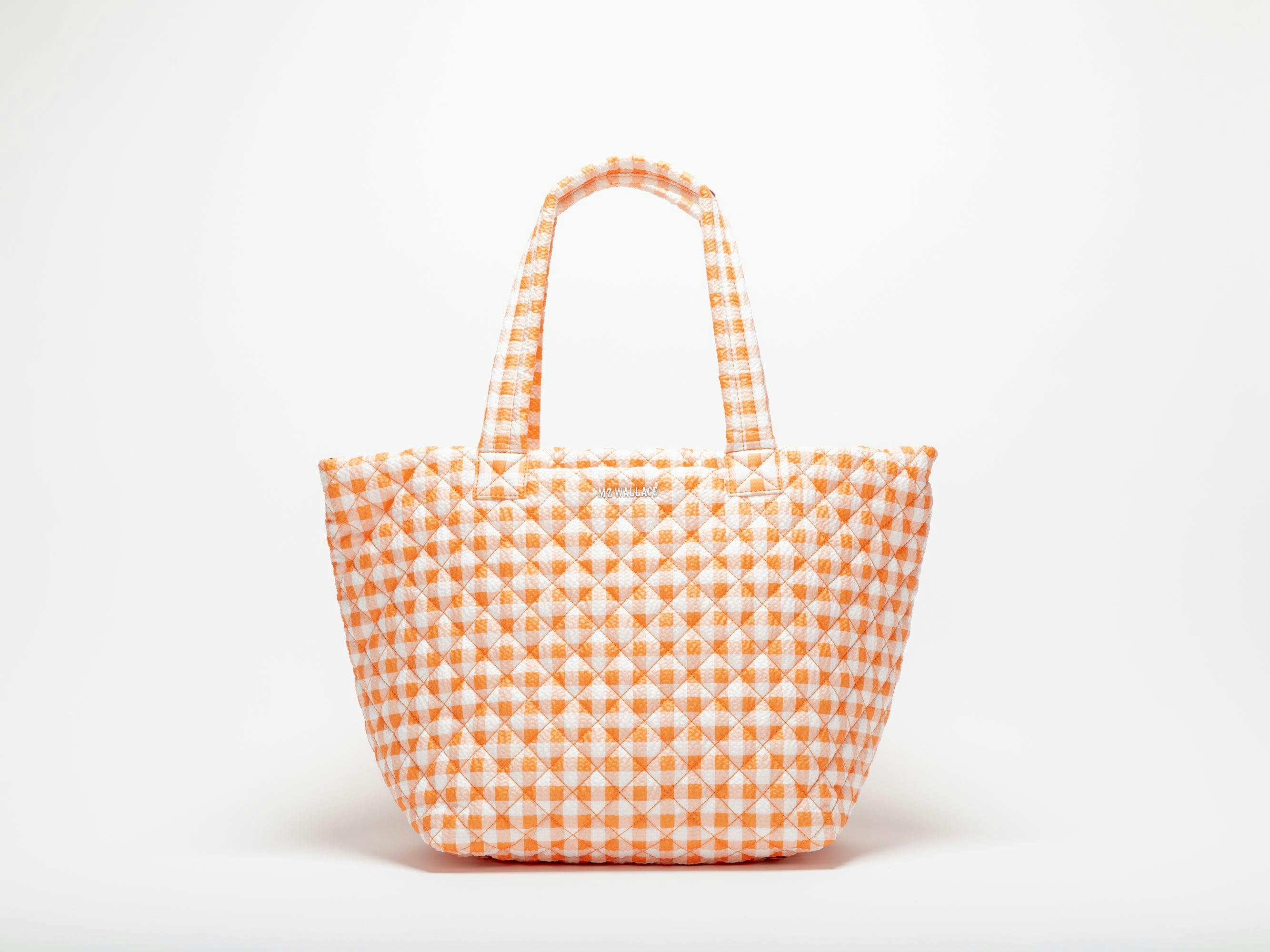 Sunset Orange Gingham Medium Metro Tote Deluxe