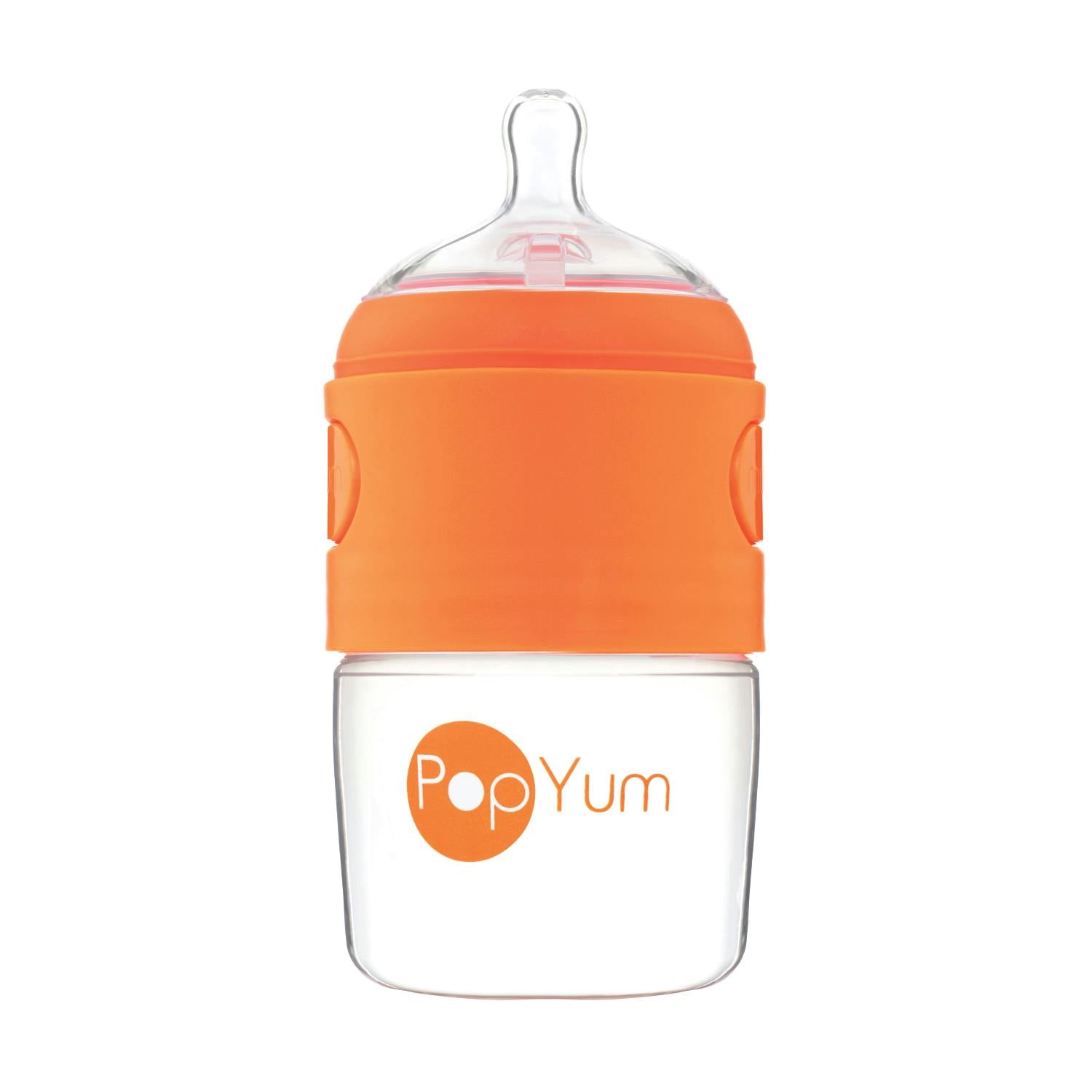 PopYum 5 oz Orange Anti-Colic Formula Making/Mixing/Dispenser Baby Bottle with #1 Slow Flow Nipple, 150 ml, BPA-Free