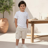 Andre Boy Shorts, Beige Stripe Linen