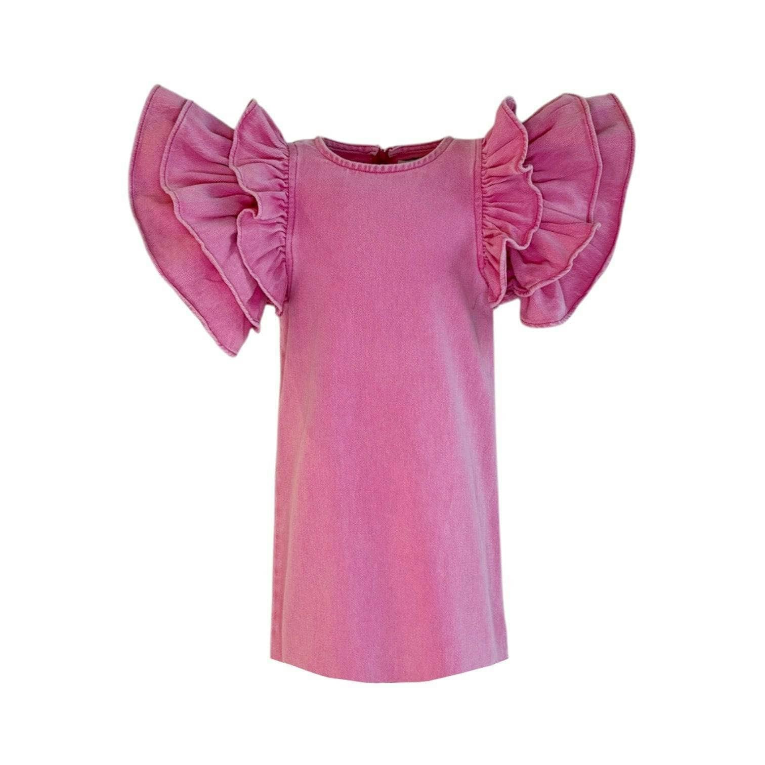 Pink Princess Ruffle Denim Dress