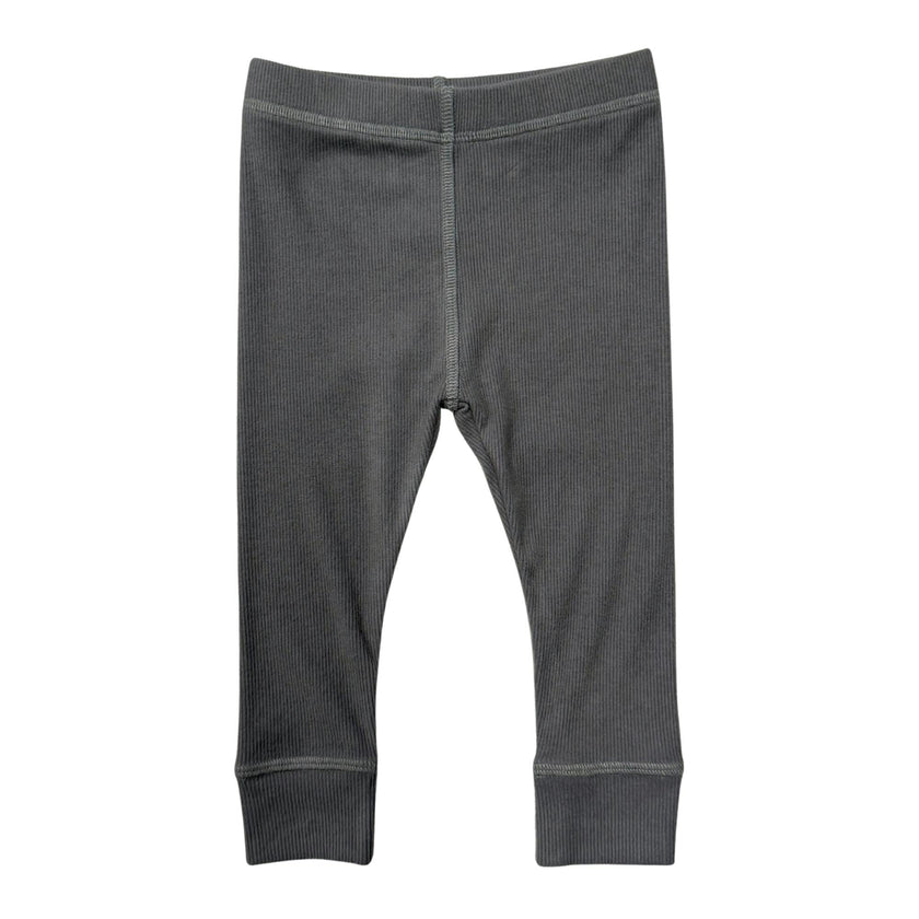 Girls Ribbed Leggings in Tornado Gray