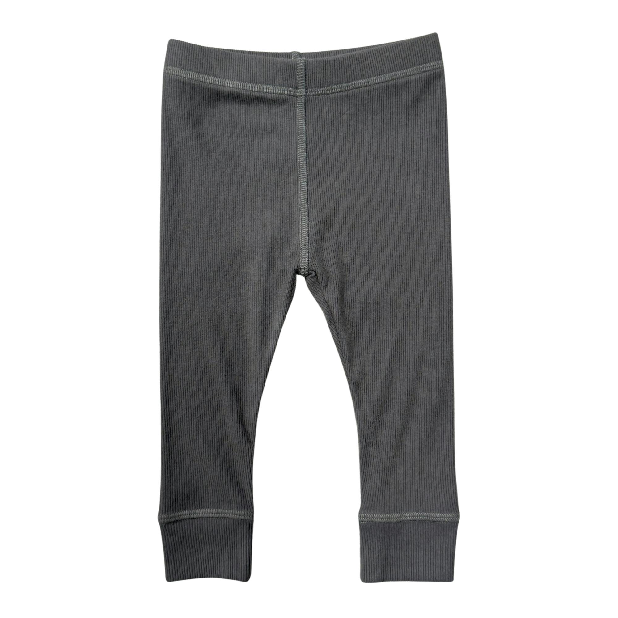 Girls Ribbed Leggings in Tornado Gray