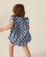 Baby's Twill Ruffled Romper in Innkeeper Trellis