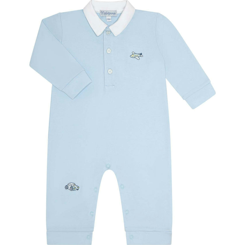 Mini Voyages Embroidery Romper LS
