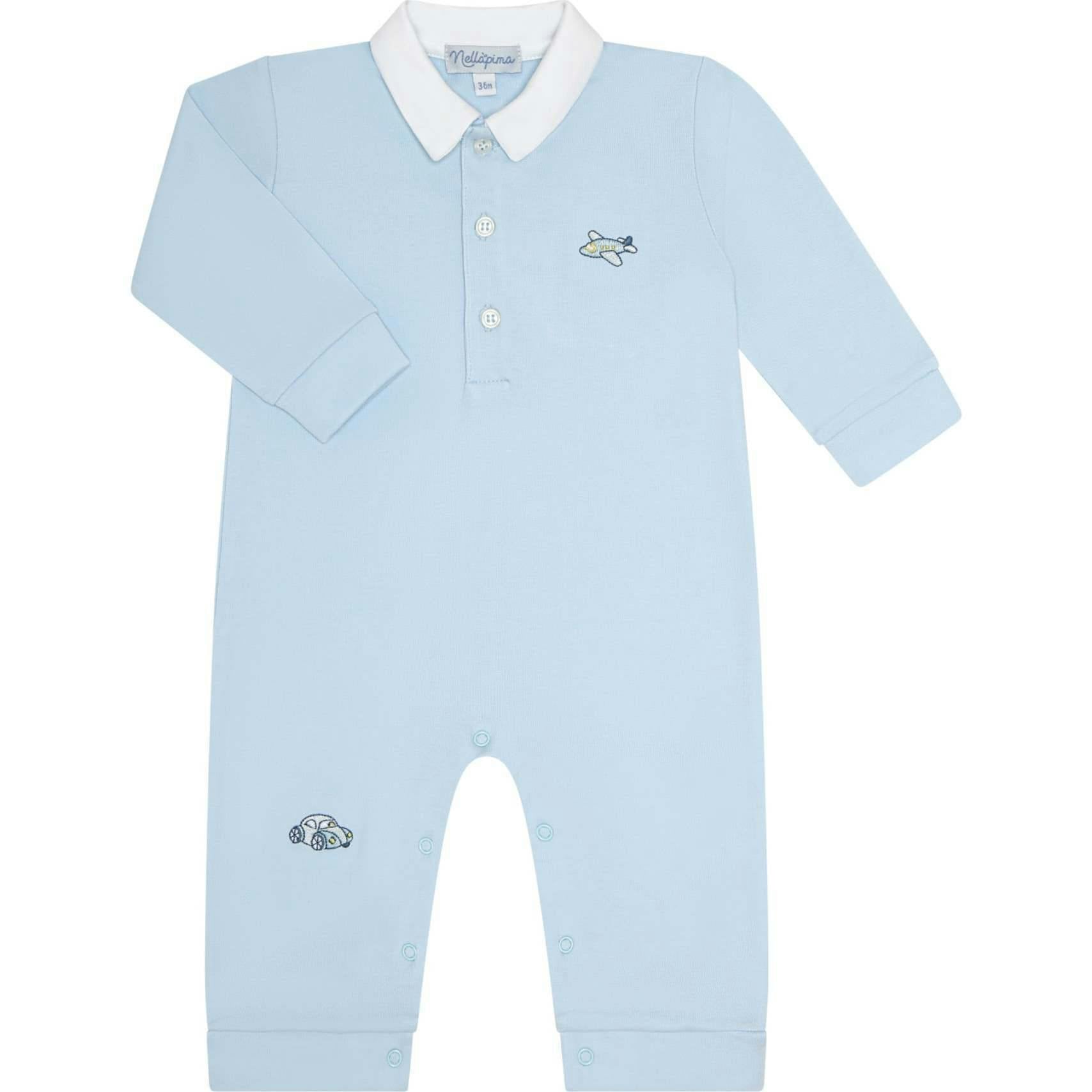 Mini Voyages Embroidery Romper LS