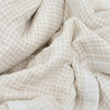 Cotton Muslin Baby Quilt - Tan Gingham